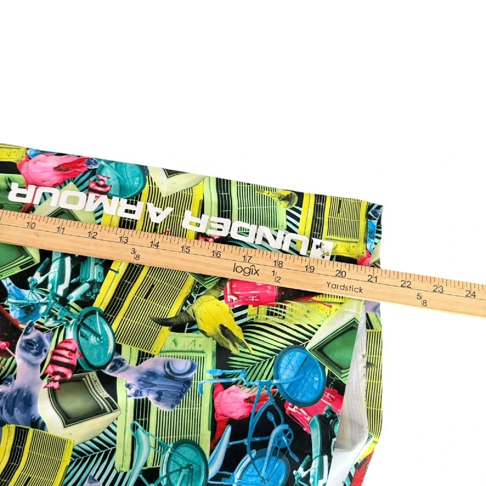 Under Armour Men 32 Board Shorts Retro Tropical Cat Print Psychedelic Swim Trunk